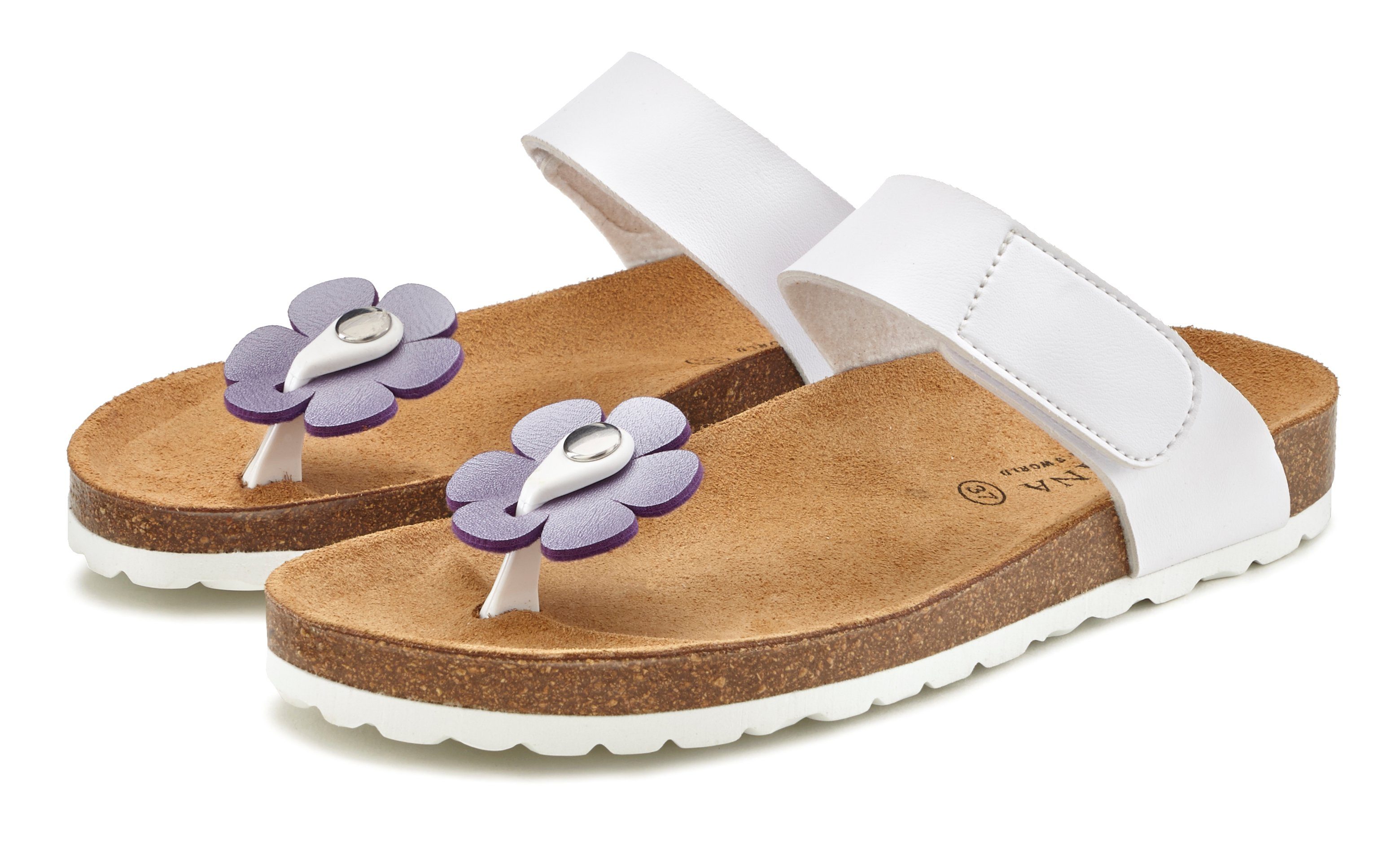 LASCANA Mule, Sandale, offener Schuh, Sommerschuh, Zehentrenner Pantolette (3-tlg) mit Komfortkorkfußbett aus Leder und 2 abnehmbaren Oberteilen