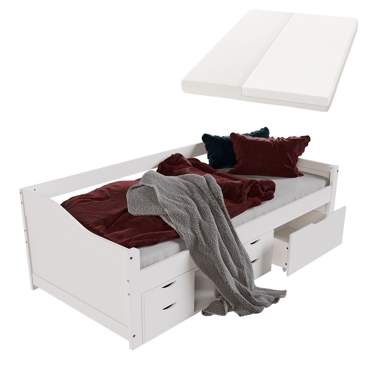 Juskys Stauraumbett Nalu, 90x200 cm Funktionsbett günstig online kaufen
