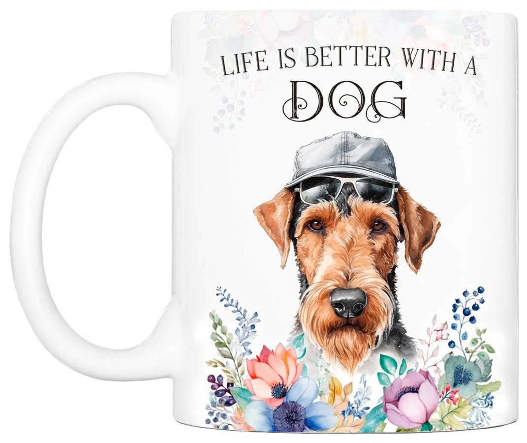 - AIREDALE ml Geschenk, bedruckt, für Tasse Hundefreunde, beidseitig Keramik, 330 Hunderasse, mit Cadouri Kaffeetasse TERRIER handgefertigt,