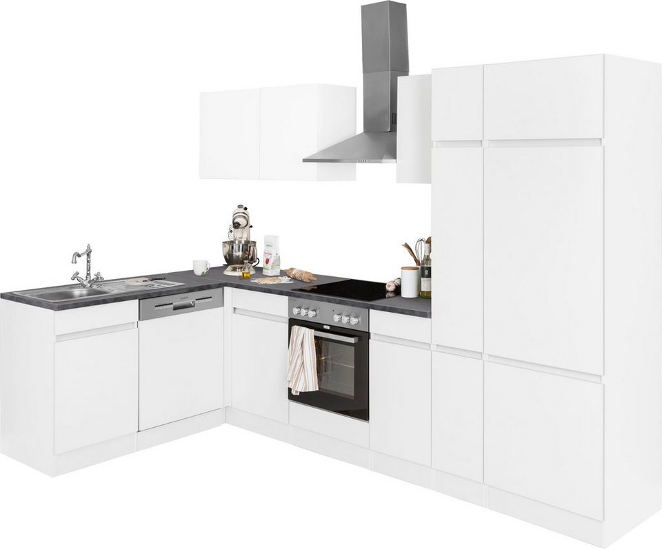 OPTIFIT Winkelküche Roth, mit E-Geräten, Stellbreite 300 x 175 cm,  Oberschränke mit Push-to-open-Funktion
