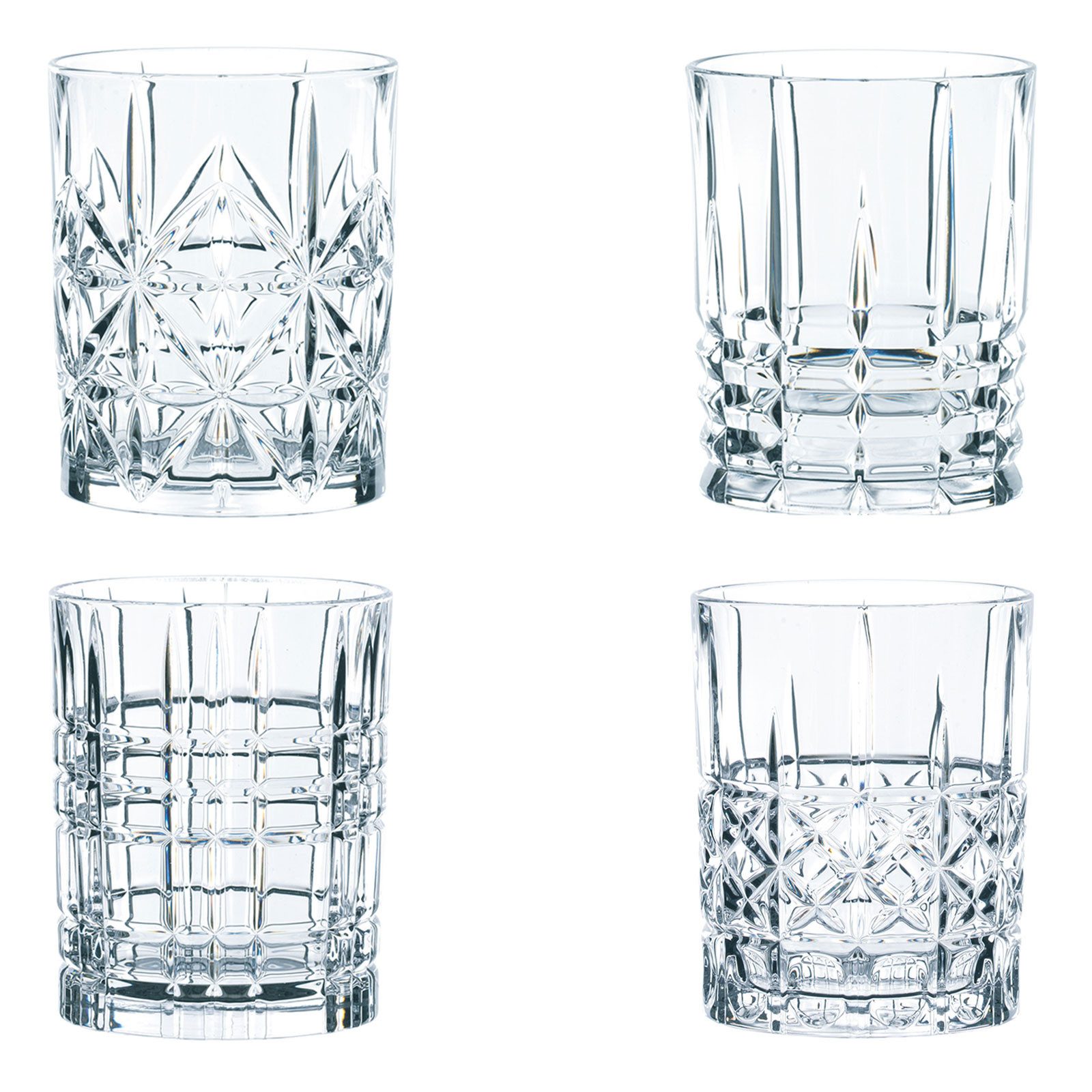 Nachtmann Glas Nachtmann 4xHighland Tumbler Schliffdekor Becher, 4-tlg., Kristallglas
