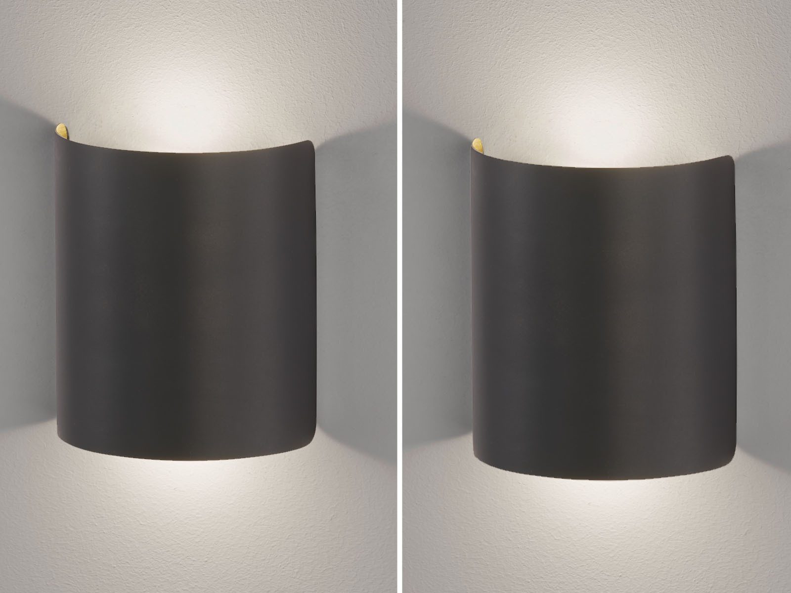 FISCHER & HONSEL LED Wandleuchte, LED fest integriert, Warmweiß, 2er SET Schwarz Gold flach, indirekte-s Licht & Wand-Beleuchtung innen