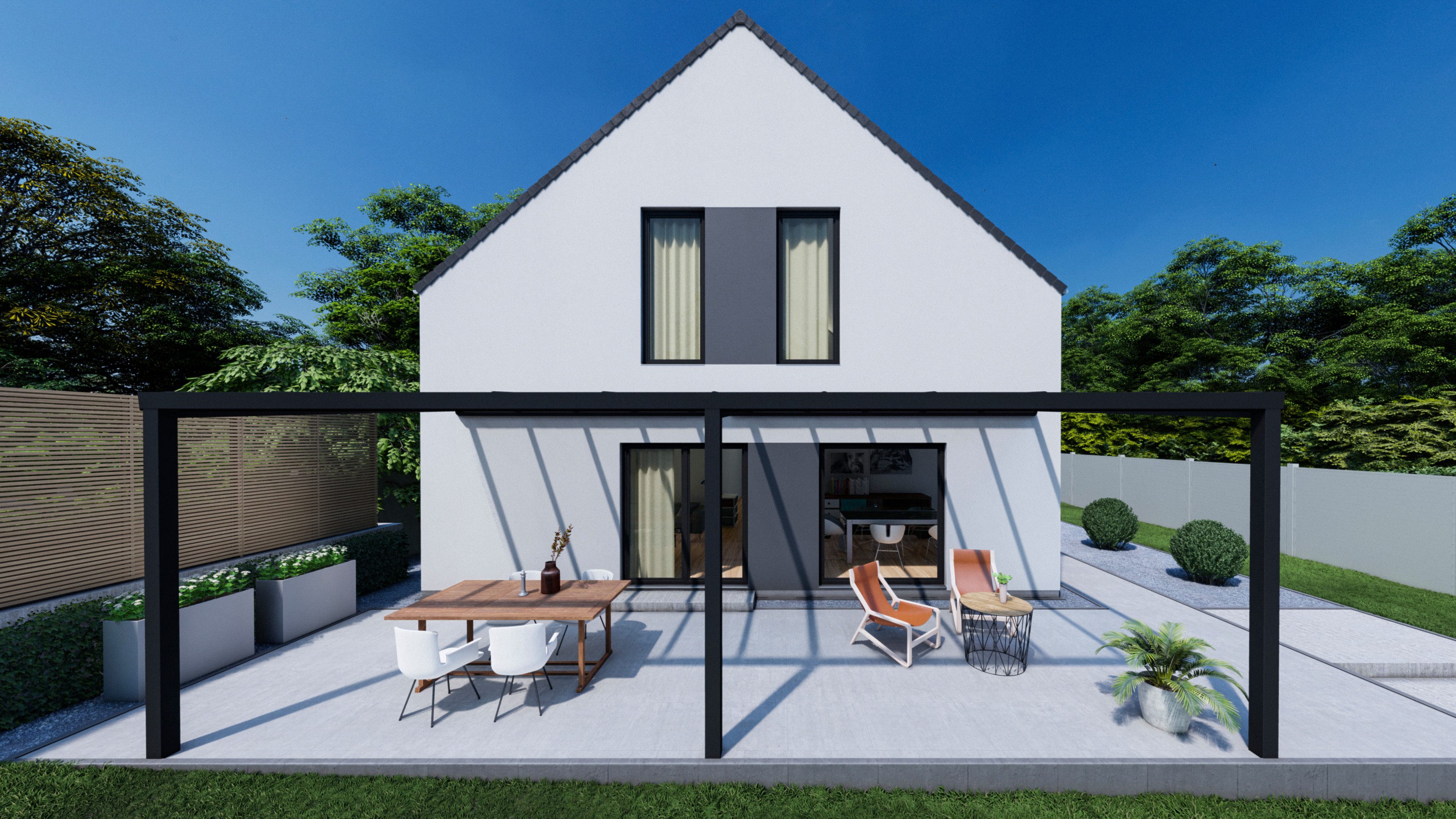 KD Überdachung Terrassendach KD Alpha Anthrazit 200cm Breite, Bedachung Polycarbonat klar/opal
