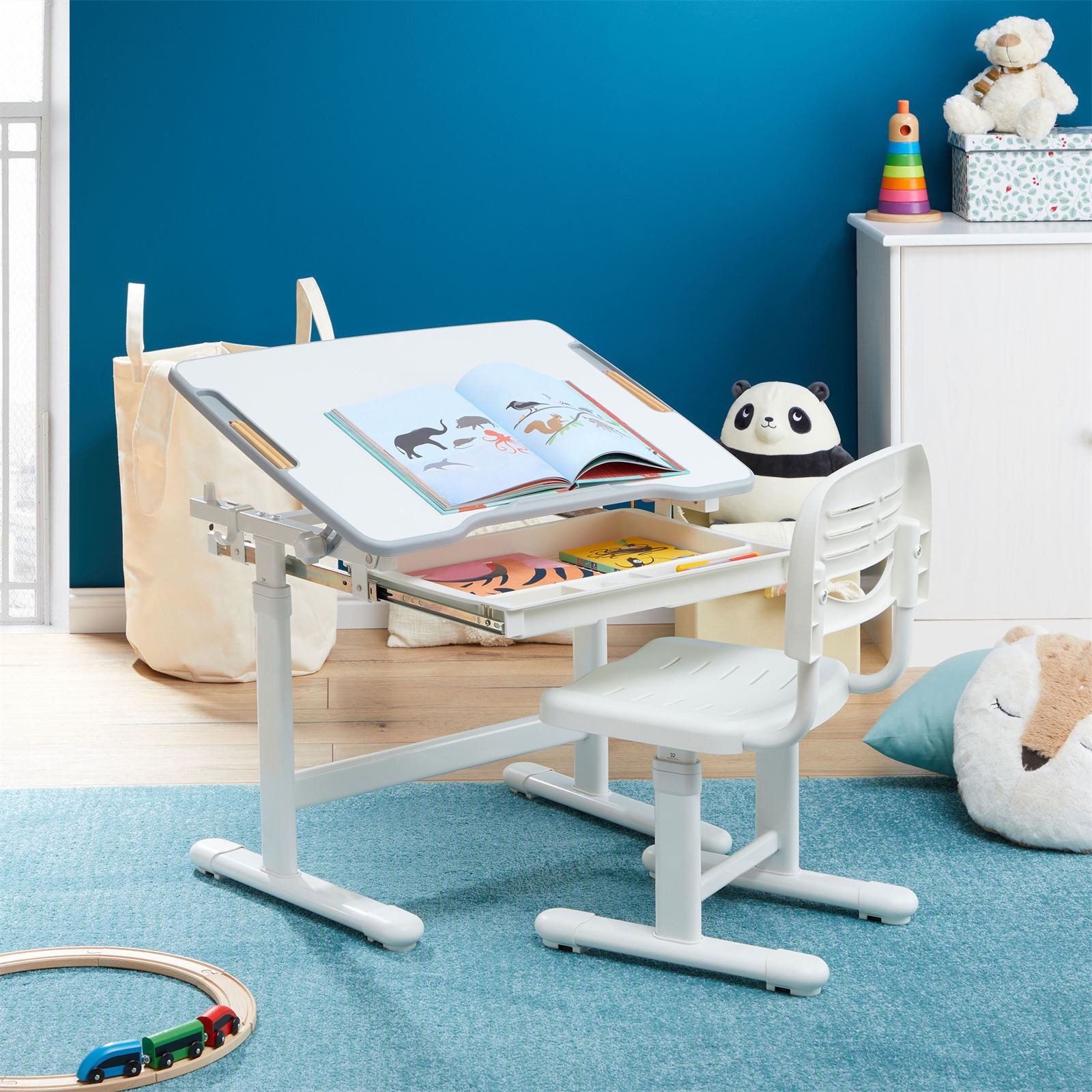 CARO-Möbel Kinderschreibtisch TUTTO, Lerntisch mit Stuhl günstig online kaufen