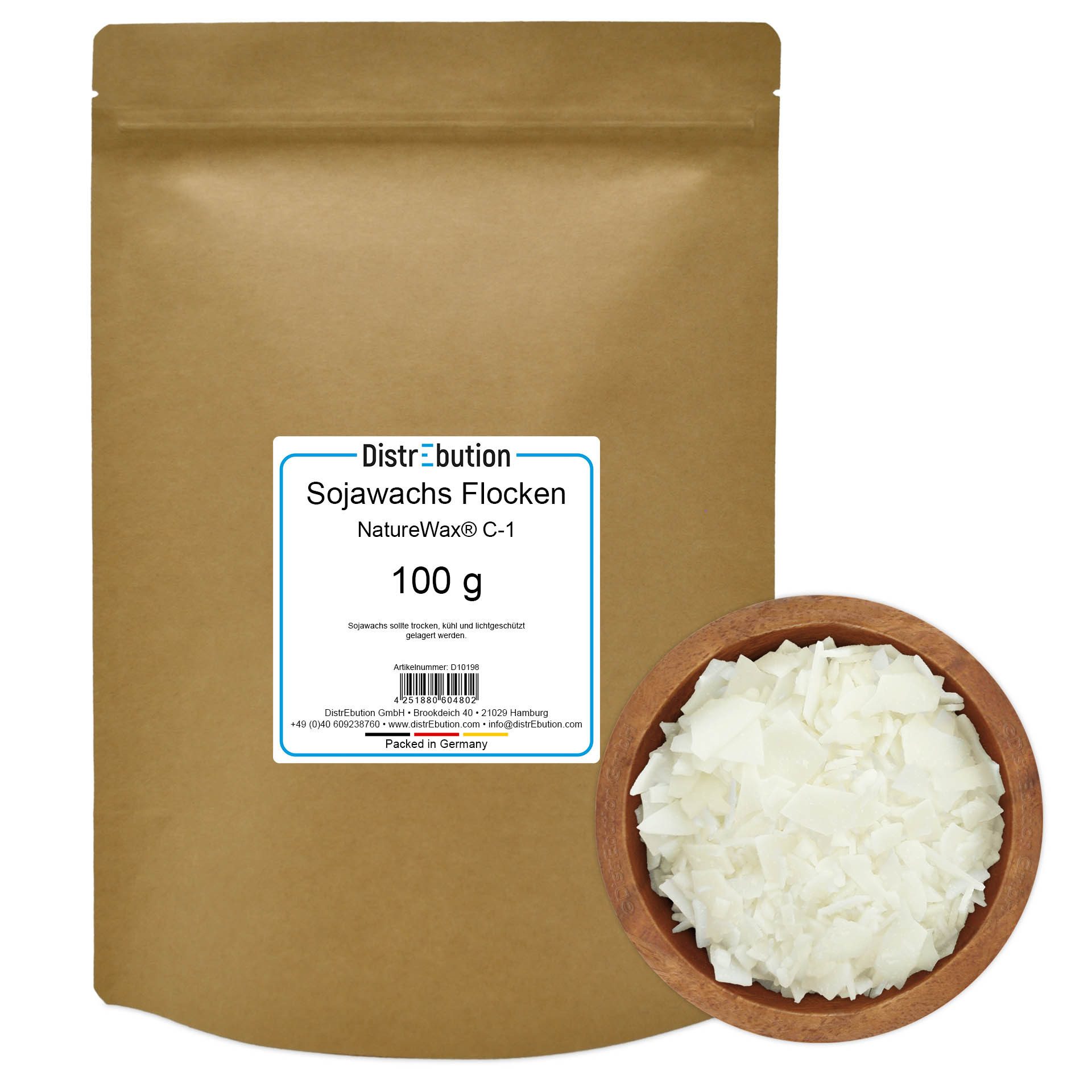 DistrEbution Bastelnaturmaterial Sojawachs Flocken für Kerzen im Glas & Duftkerzen – NatureWax® C-1, Natürliches Sojawachs für hochwertige Kerzen im Glas