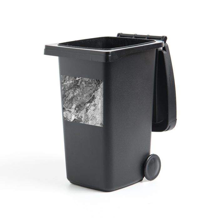 MuchoWow Wandsticker Kristalle - Grau - Schwarz - Granit (1 St) Mülleimer-aufkleber Mülltonne Sticker Container Abfalbehälter