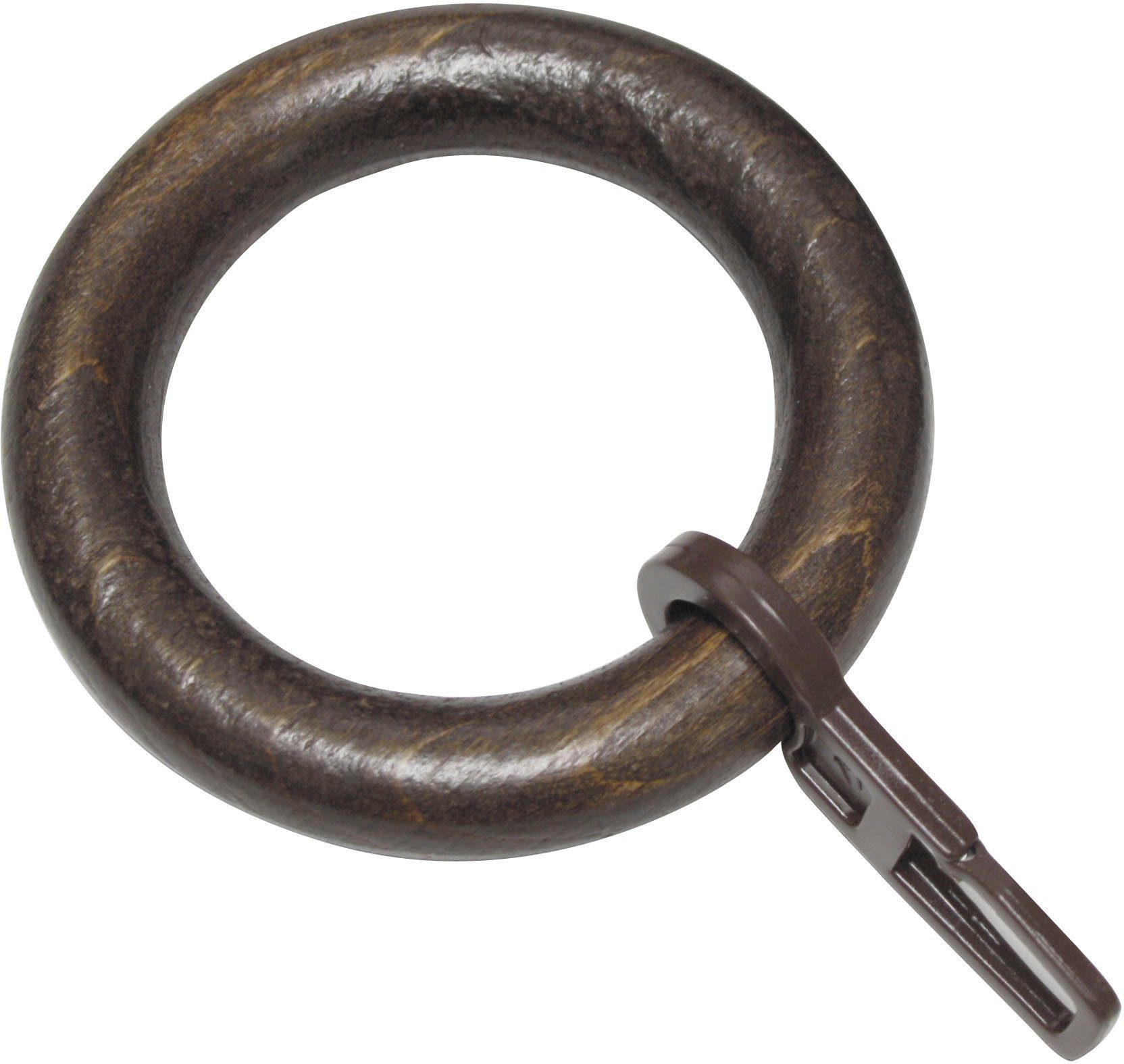 GARDINIA Gardinenring Lugano Holz, (10-St), Serie Gardinenstangen-Set Lugano Classic Ø 28 mm