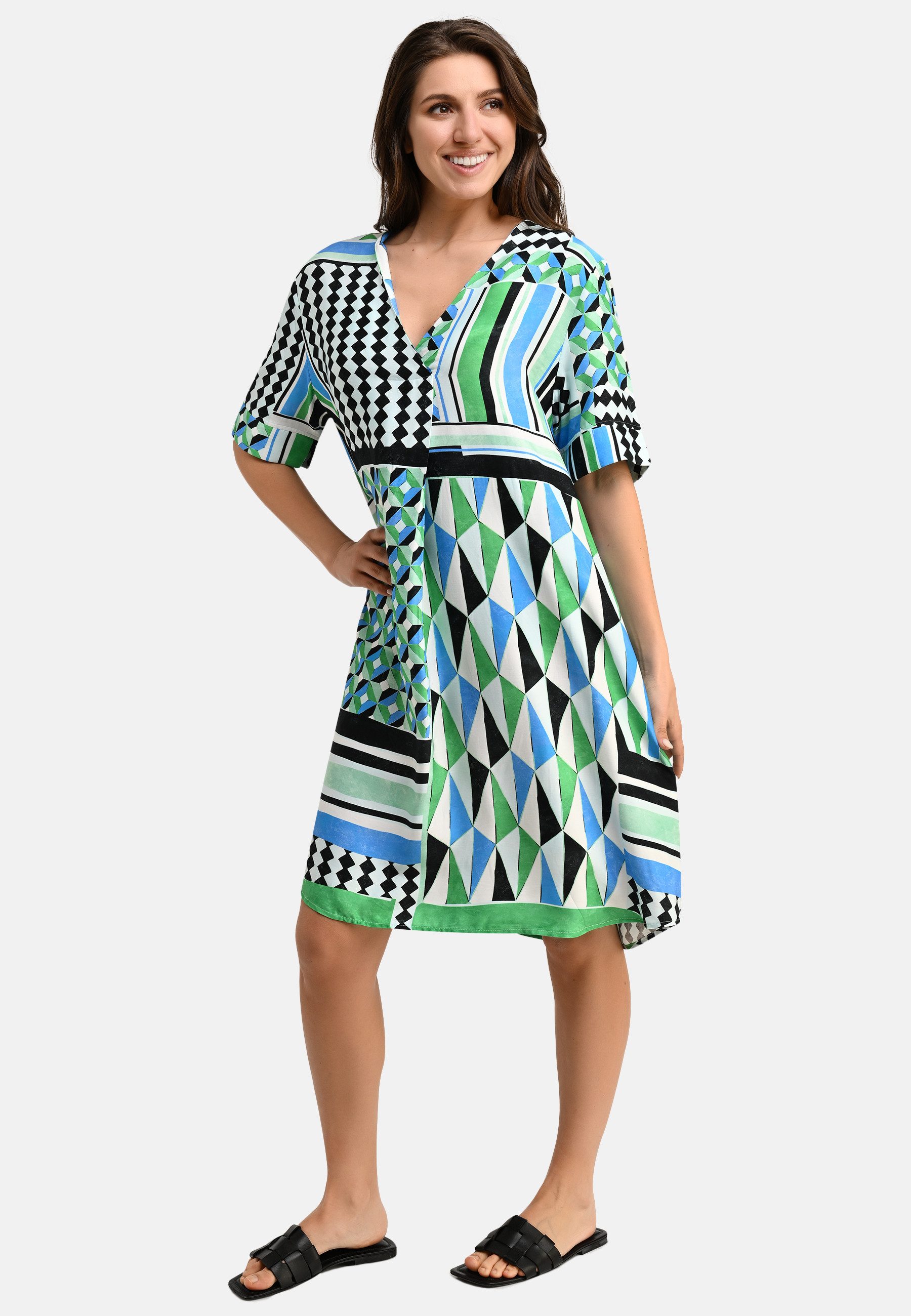 BICALLA Midikleid Kleid mit Grafik-Print in Blau/Grün (1-tlg) günstig online kaufen