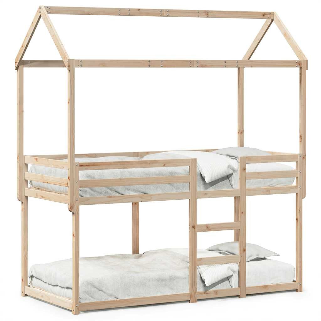 Bett Praktisches Etagenbett mit Bettdach aus massivem Kiefernholz 205,5x95
