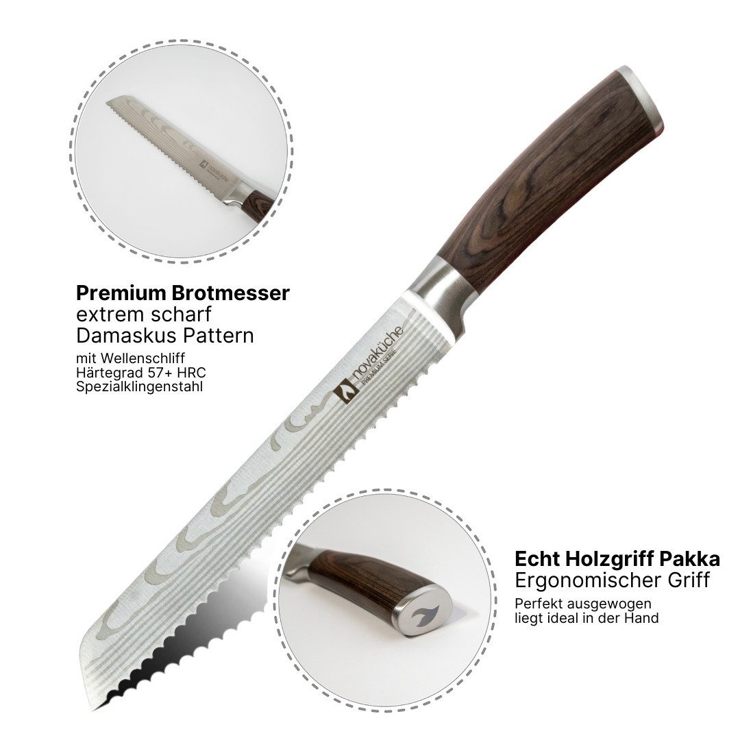 LIVINA HOME Brotmesser Brot Messer mit Wellenschliff, mit extrem scharfer Klinge, Küchenmesser, Klingenlänge 20 cm, Oster Deal Sale!