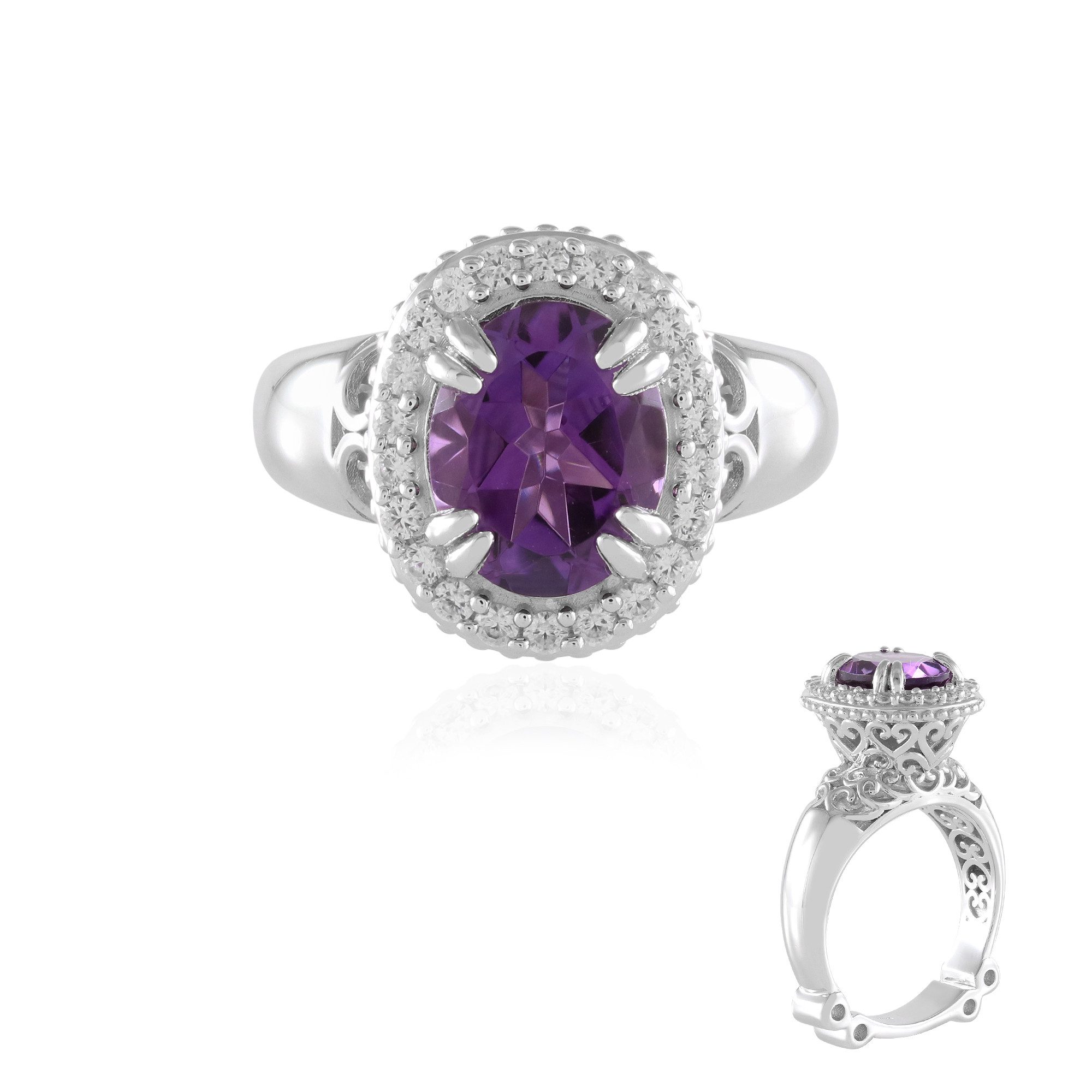 Cavill Silberring Cavill Ring aus Sterlingsilber mit 1,935 ct Sambia Amethyst Oval (1-tlg)