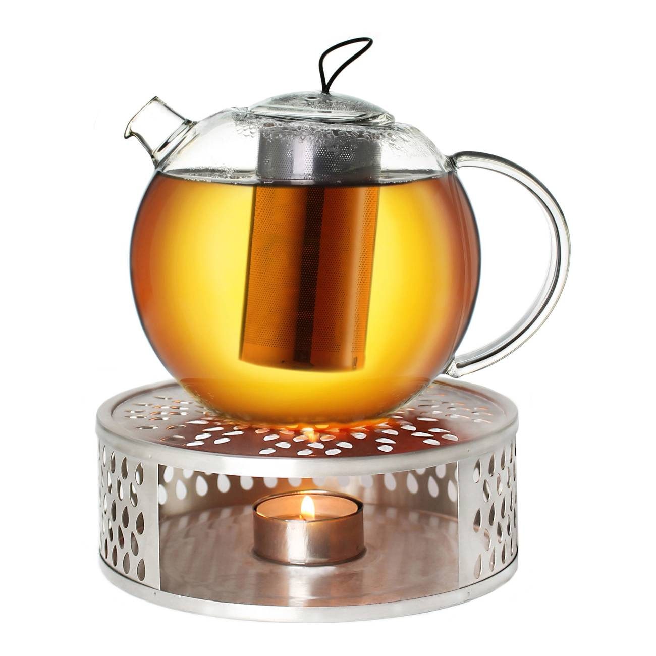Creano Teekanne Teekanne “Jumbo” 1,5l mit Stövchen, 1,5 l, (Set, 4-St., 1 Teekanne, 1 Stövchen, 1 Deckel), Mit Silikonschlaufe