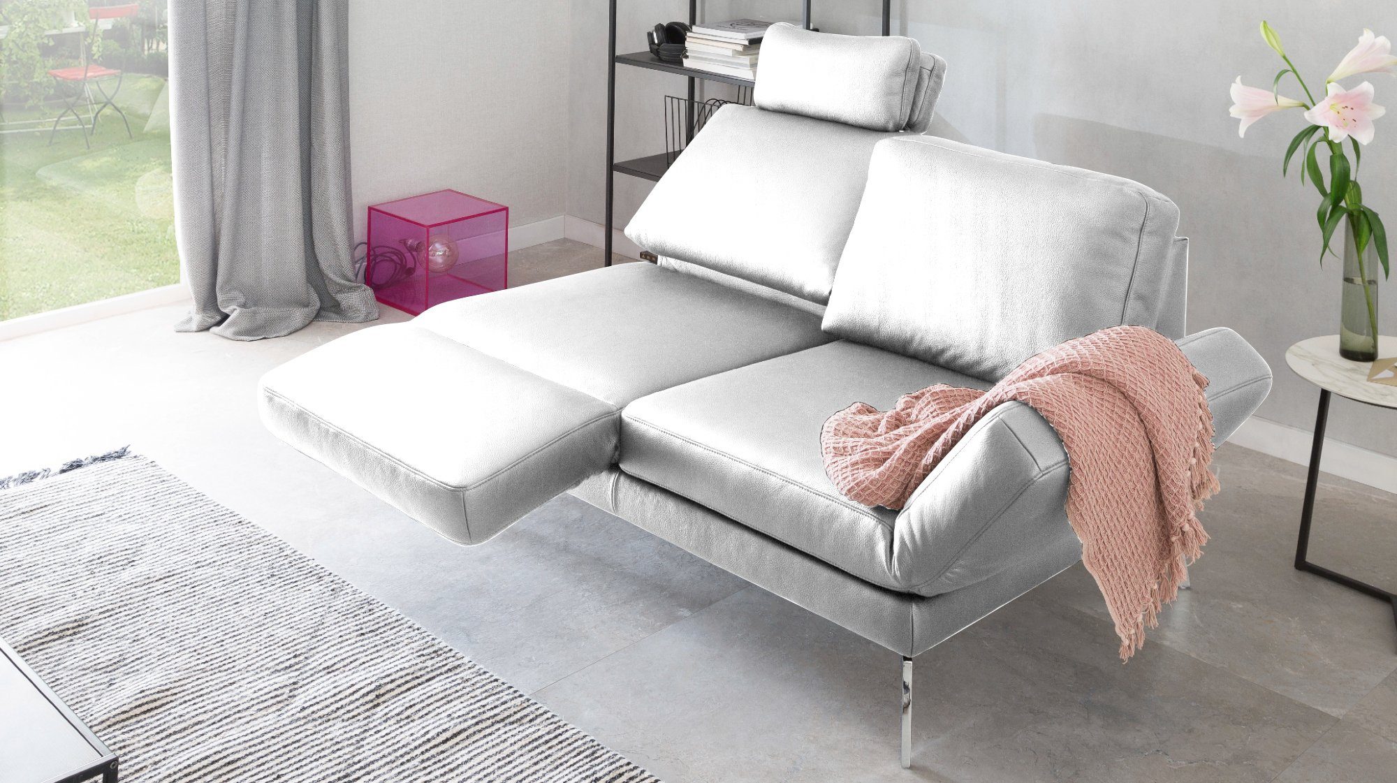 2-Sitzer Sofa HURRICANE, weiß KAWOLA Leder verschiedene Farben