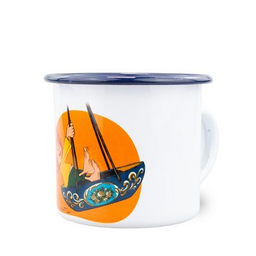 Bavariashop Tasse ®Pumuckl Emailletasse "Schiffschaukel" • 350 ml, Hochwertiges Emaille, Lokal gefertigt, In Handarbeit hergestellt.