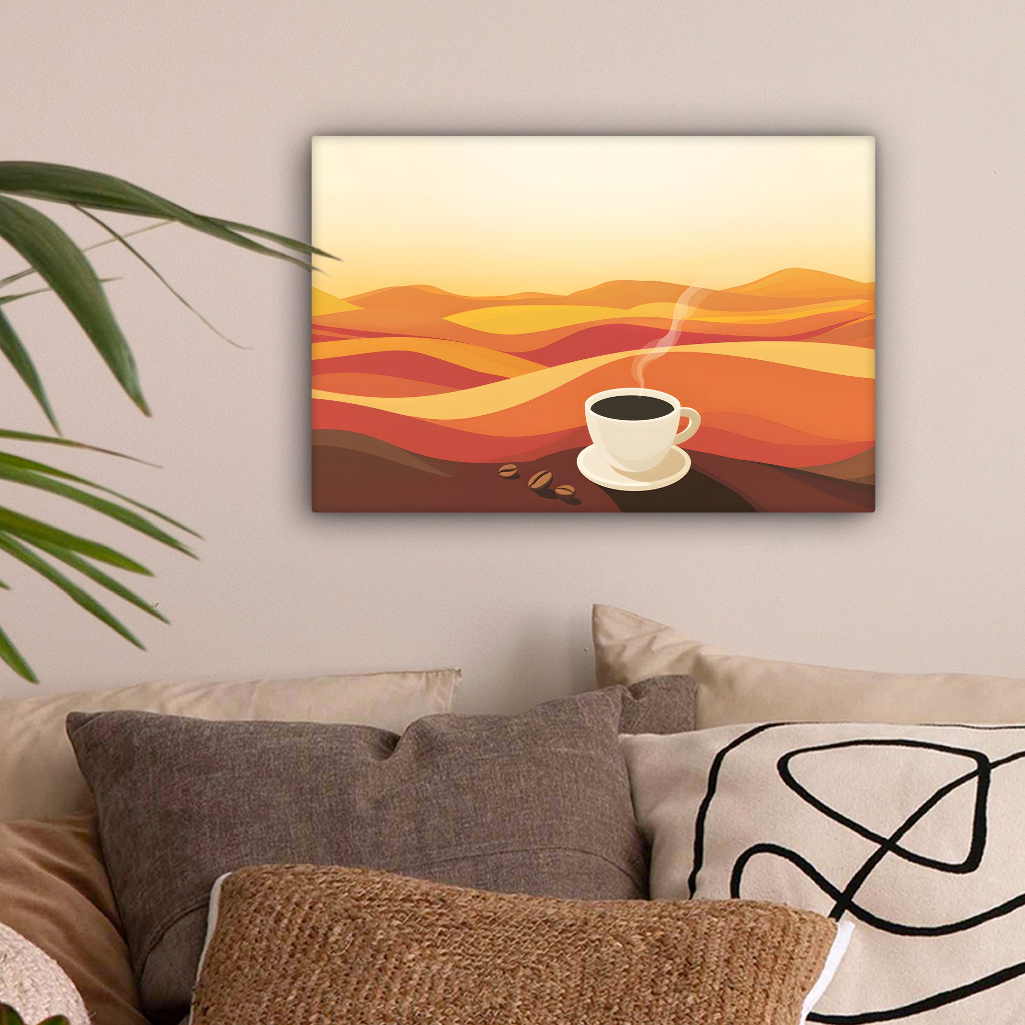 OneMillionCanvasses® Leinwandbild Kaffee - Landschaft - Orange - Kaffeebohn günstig online kaufen