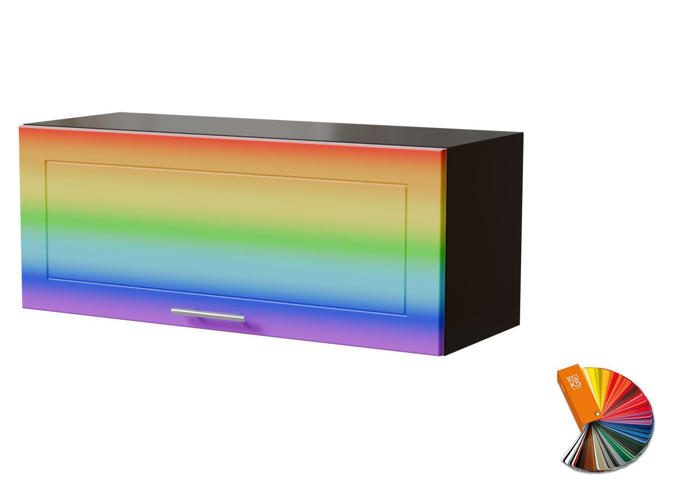 Feldmann-Wohnen Klapphängeschrank Bari (W4B/80, 1 Klappe, innen 1 Fach, 1-St., moderne Kassettenoptik, lackierte Fronten) 90x32,5x36cm Schwarz / RAL Wunschfarbe Gasdruckdämpfer