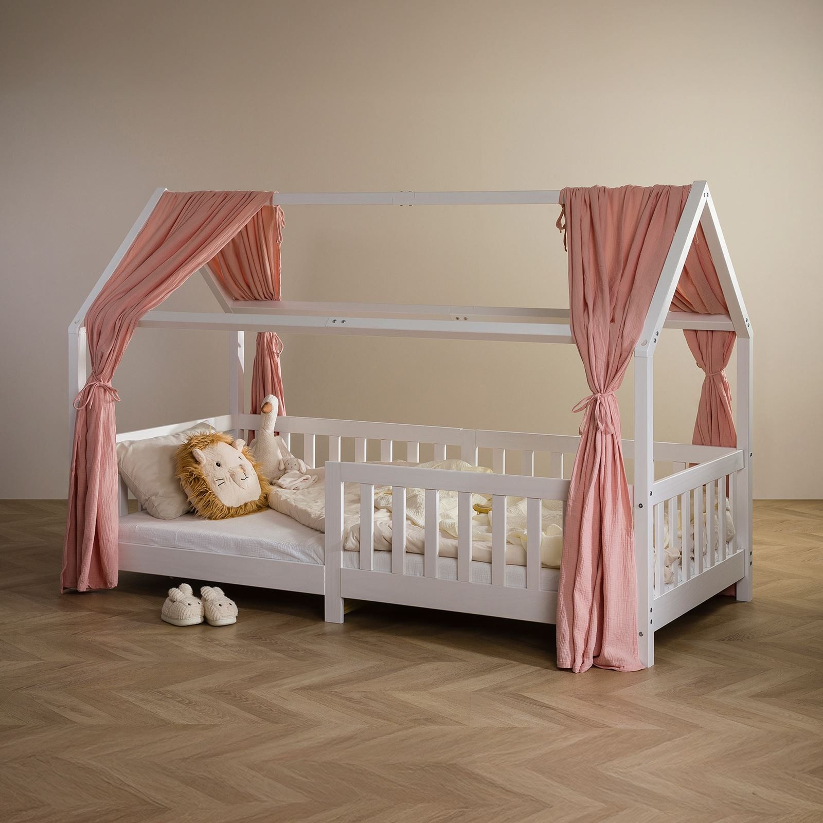 IDIMEX Betthimmel NENA, Betthimmel Hausbett Deko, Musselin Baldachin aus 100% Baumwolle rosa