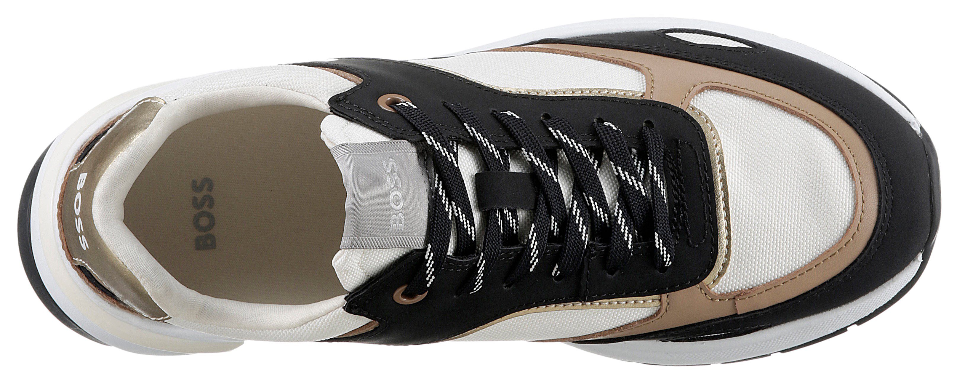 BOSS Sneaker mit gepolstertem Schaftrand schwarz-braun-creme