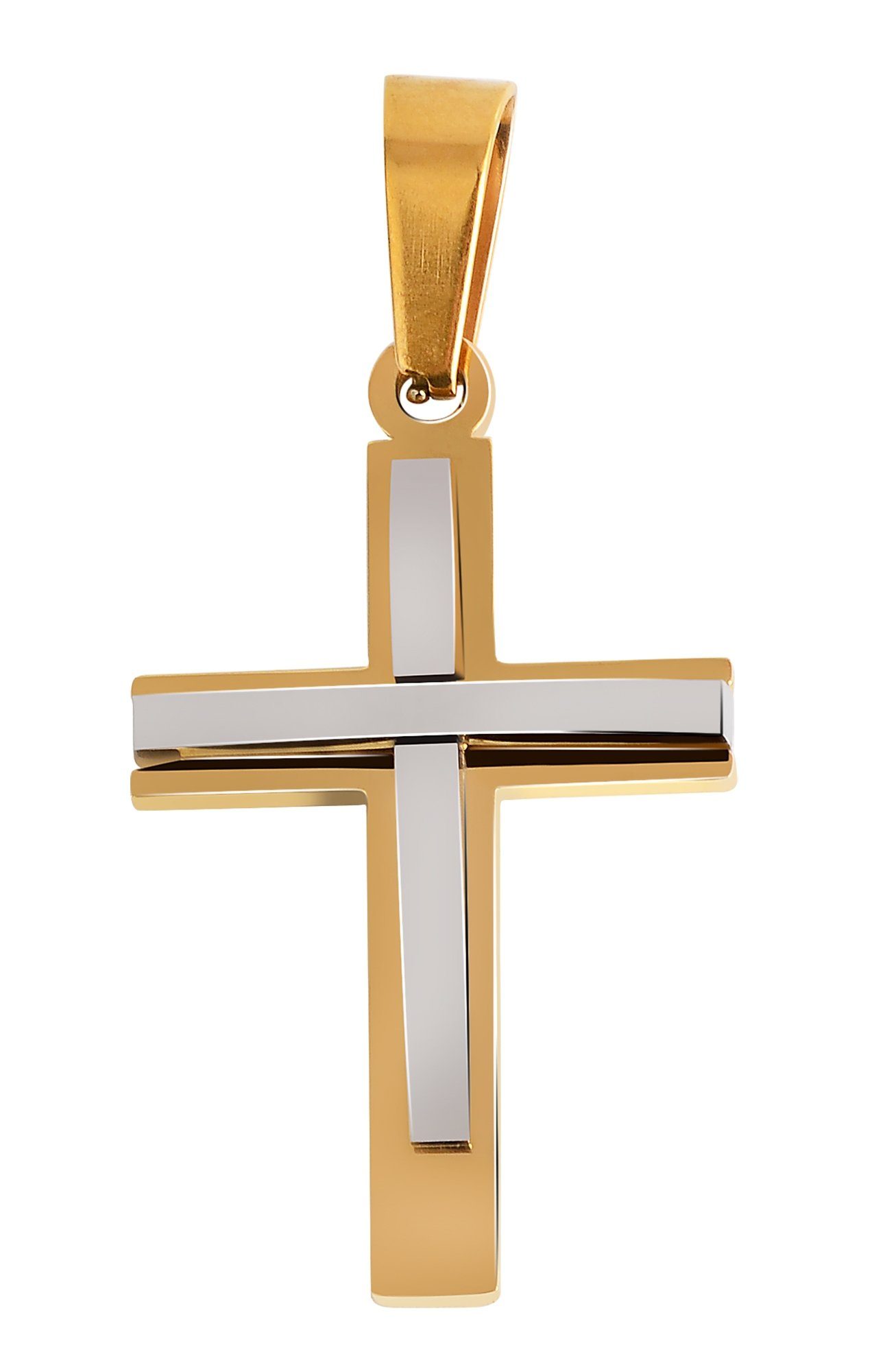 AKZENT Kettenanhänger Venti Kreuz Kettenanhänger aus Edelstahl goldfarbig