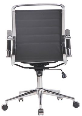 TPFLiving Bürostuhl Barry mit bequemer ergonomisch geformter Rückenlehne (Schreibtischstuhl, Drehstuhl, Chefsessel, Bürostuhl XXL), Gestell: Metall chrom - Sitzfläche: Echtleder schwarz