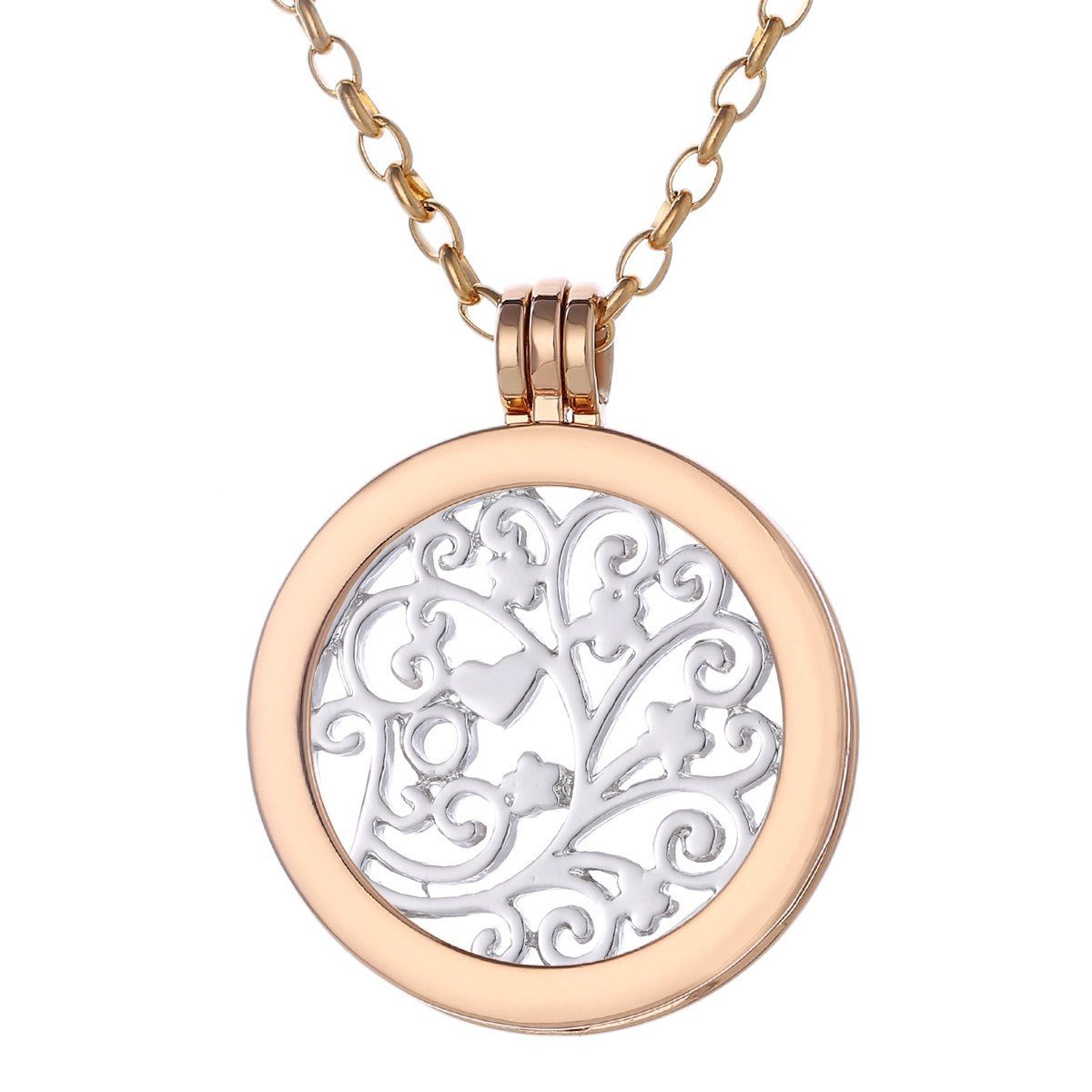 Kette mit Anhänger Halskette 70 cm gold mit Münzanhänger 33 mm