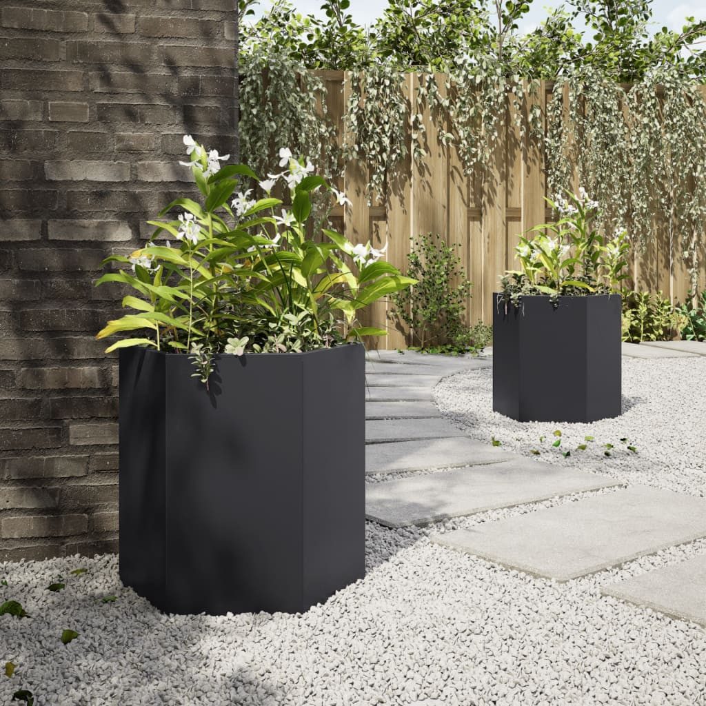 vidaXL Blumentopf Garten-Pflanzgefäße 2 Stück Schwarz günstig online kaufen
