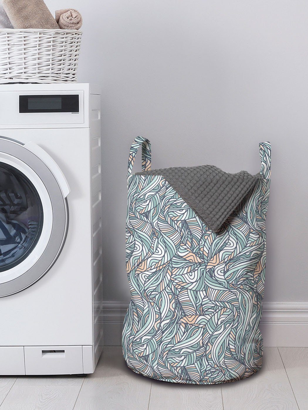 Forms Wäschesäckchen für Wäschekorb Waschsalons, Griffen Abstrakte Wirbler mit Laub Abakuhaus Kordelzugverschluss Kunst