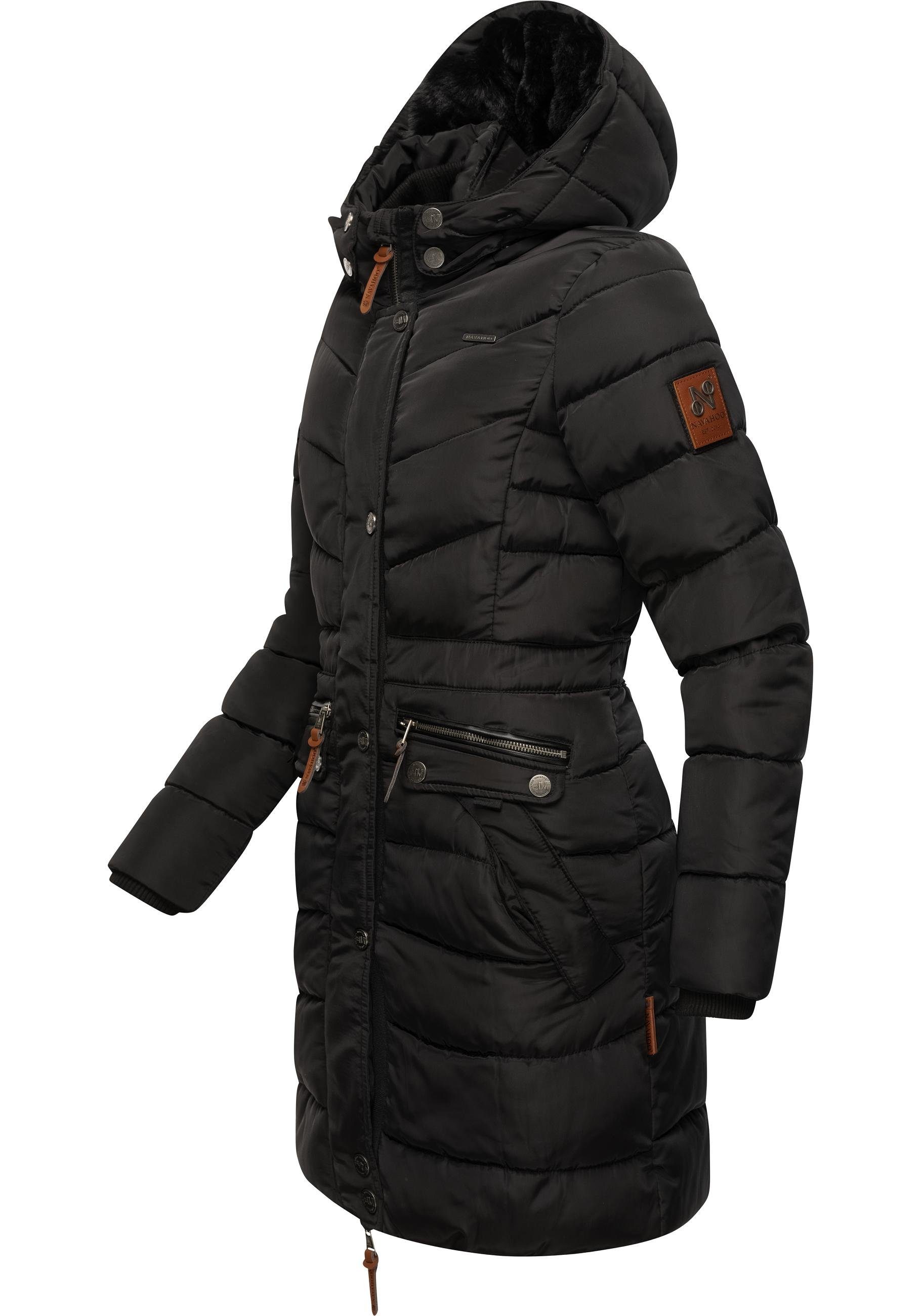 Navahoo Steppmantel Paula stylischer Winter Parka m. edlem Fellimitat