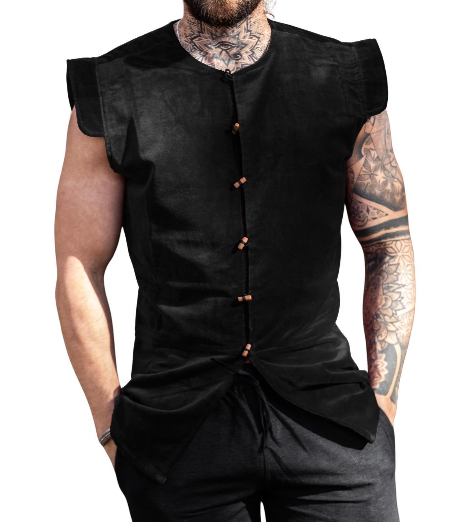 Leonardo Carbone Ritter-Kostüm Samtwams "Heinrich" ärmellos, gefüttert, Knebelverschlüsse