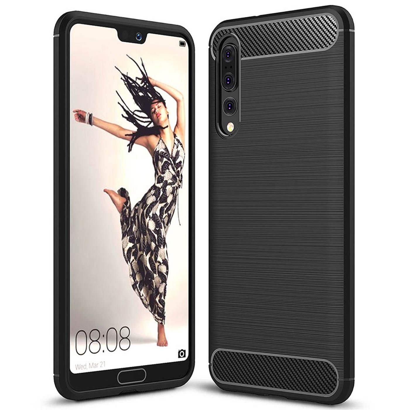 CoolGadget Handyhülle Carbon Handy Hülle für Huawei P20 Pro 6,1 Zoll, robuste Telefonhülle Case Schutzhülle für P20 Pro Hülle