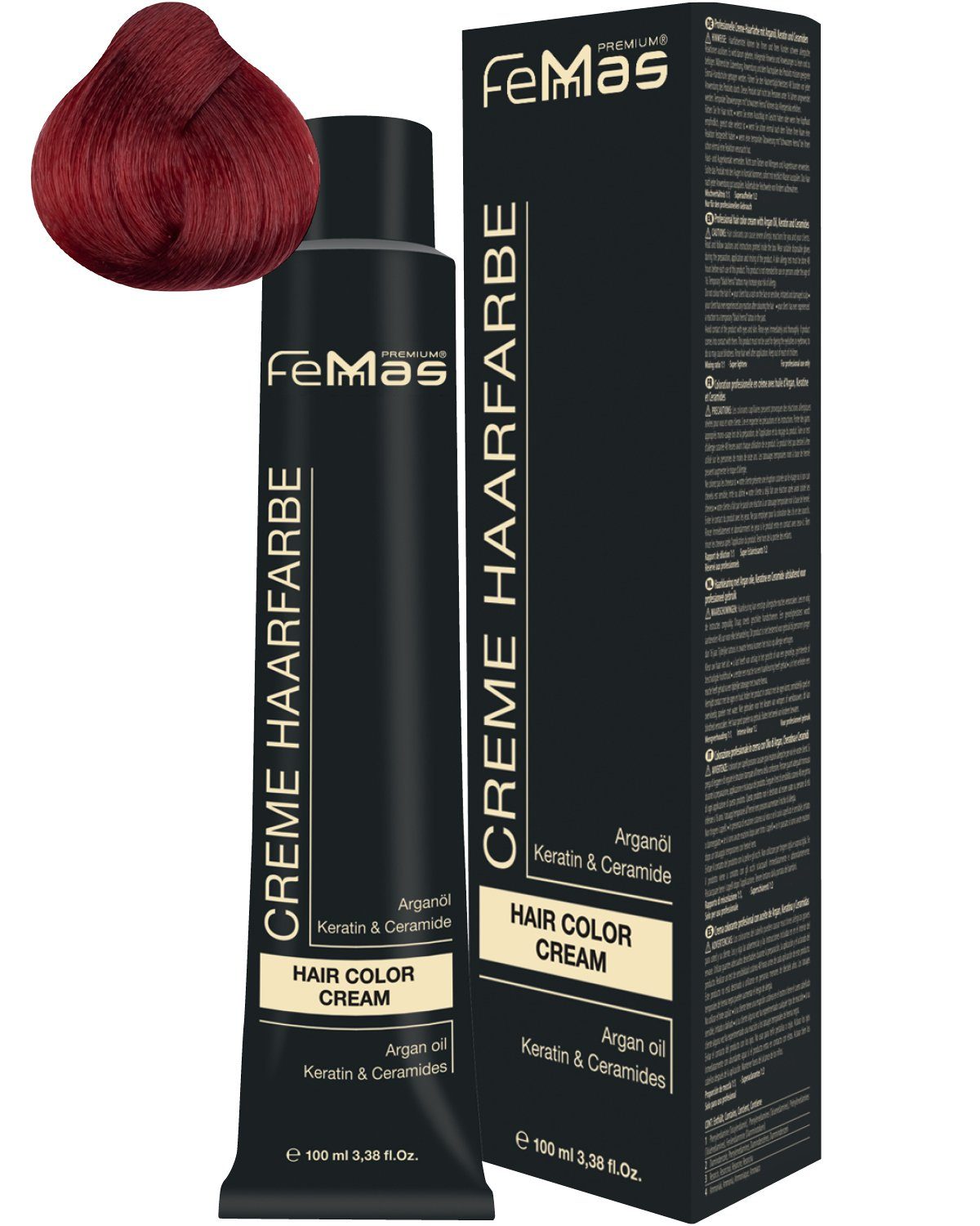 Femmas Premium Haarfarbe FemMas Hair Color Cream 100ml Haarfarbe Mittelblond Rot Intensiv 7.66