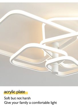 Daskoo Deckenleuchten 35W/72W Modern LED Deckenlampe mit Fernbedienung Dimmbar Wohnzimmer, LED fest integriert, Warmweiß/Neutralweiß/Kaltweiß, Stufenloses Dimmen, LED Deckenleuchte