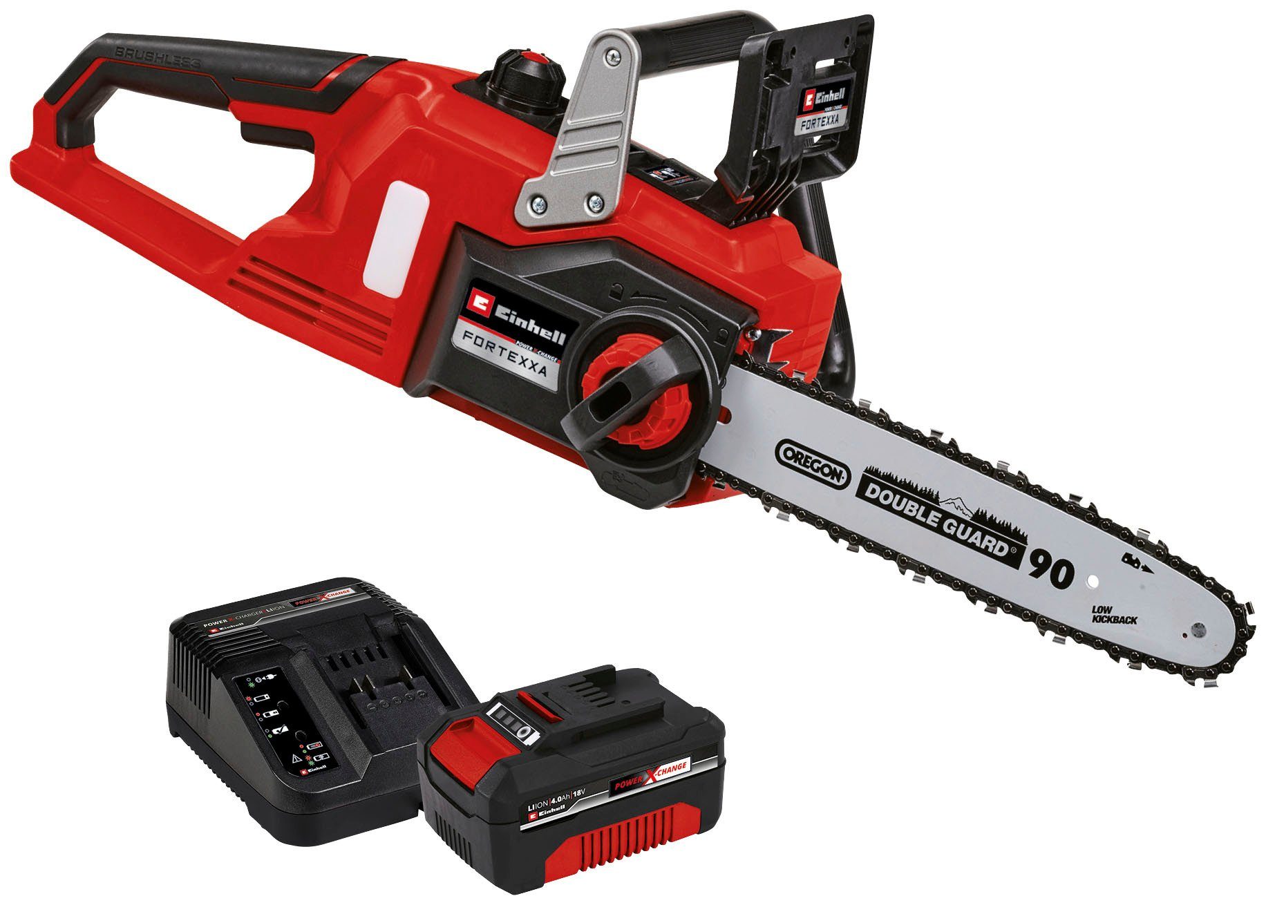 Einhell Akku-Kettensäge Einhell Power X-Change Akku-Kettensäge FORTEXXA 18/30 (1x 4,0Ah), 30 cm Schwertlänge, Set, 6-tlg., Akku und Ladegerät im Lieferumfang enthalten