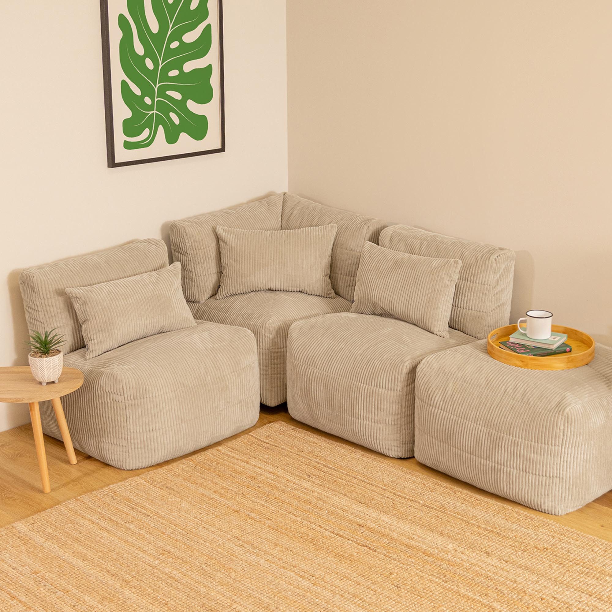 icon Sofa Modulares Ecksofa aus Cord Flauschig „Noa“, Spar-Set, Made in Germany, für Wohnzimmer und Kinderzimmer
