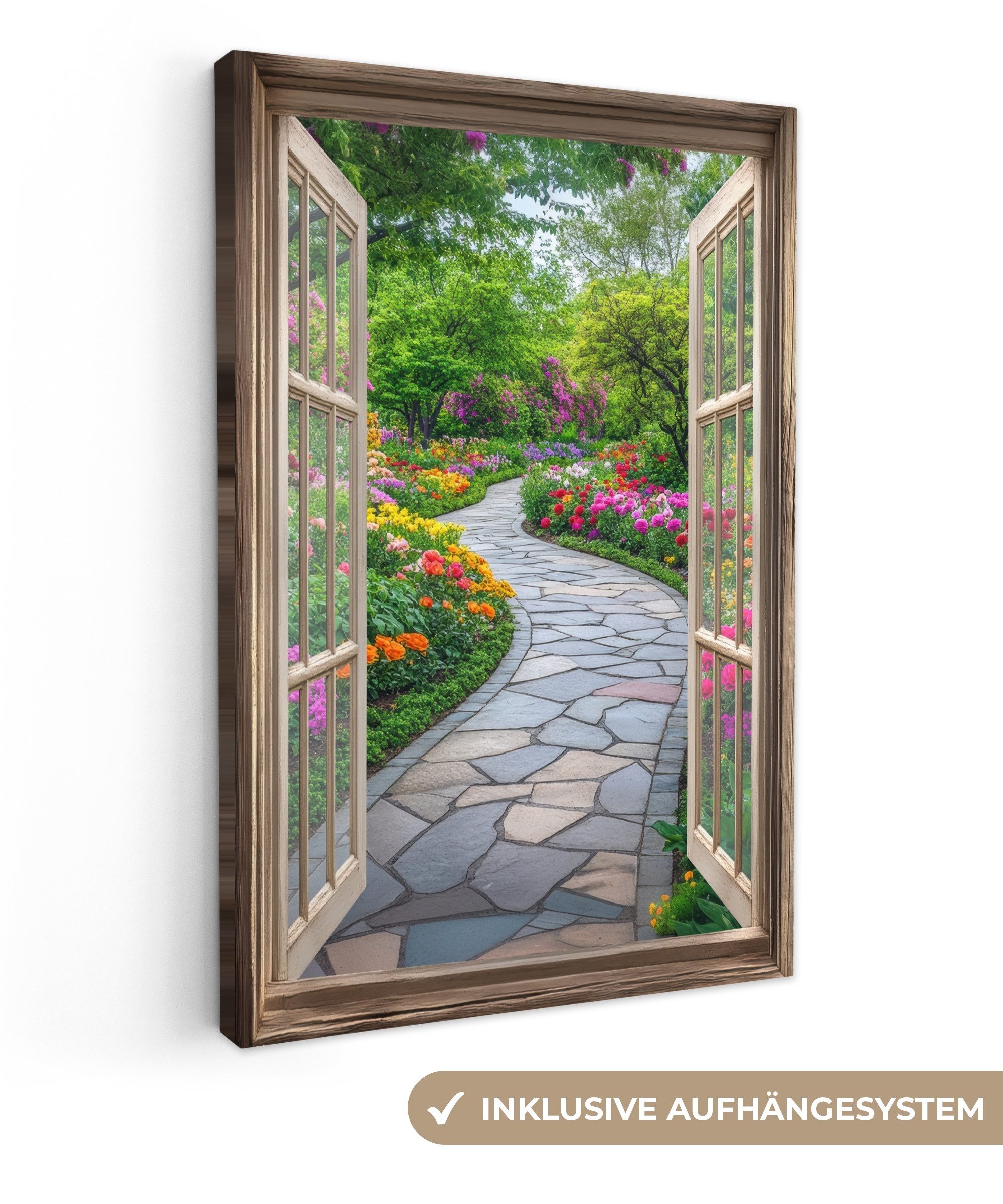 OneMillionCanvasses® Leinwandbild Aussicht - Blumen - Gartenweg - Natur - F günstig online kaufen