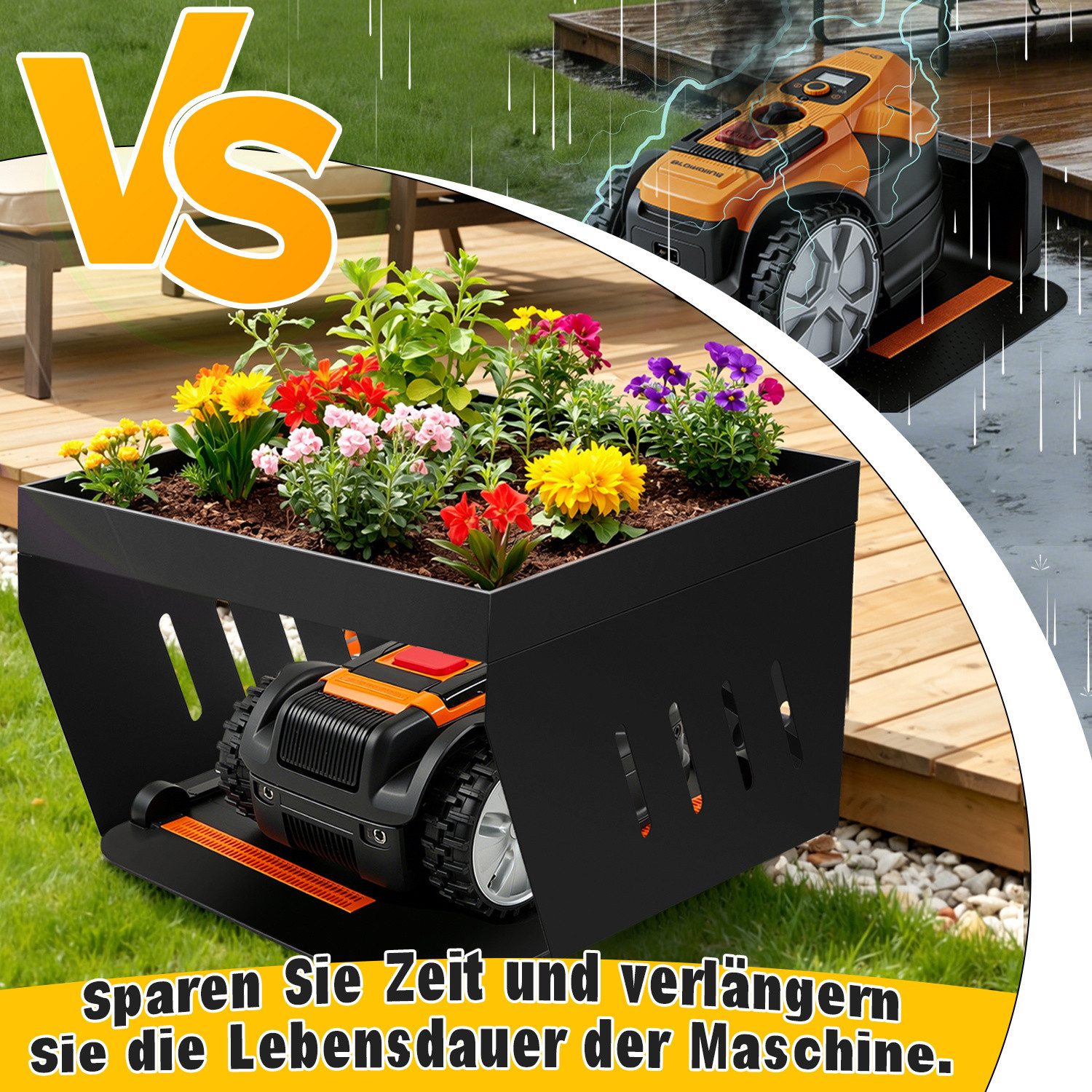 Clanmacy Mähroboter-Garage Rasenmäher Garage Schützt Mähroboter Dach Robotermäher Sonnenschutz, BxTxH: 61x70x42 cm, (1-St) – Bild 5 von 5