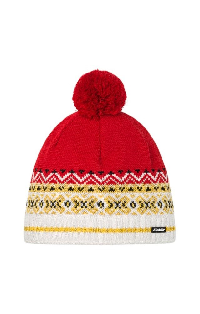 Eisbär Bommelmütze Mütze (Pompon) Kaiser OS - rot/weiss/gelb - 1 Stück