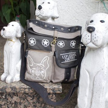 Sunsa Umhängetasche Canvas Umhängetasche mit Hundemotiv. Tasche für Hundeliebhaber, aus recyceltem Canvas