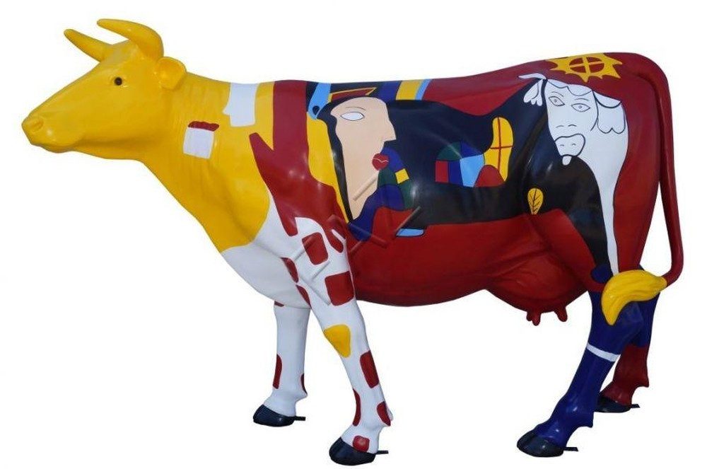 JVmoebel Tierfigur Abstrakte Kuh Skulptur aus Keramik in Schwarz-Weiß, Made in Europa