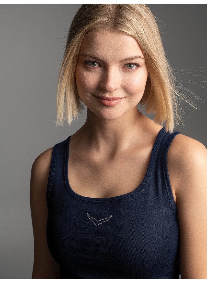 Trigema Tanktop TRIGEMA Trägershirt mit Kristallsteinen (1-tlg)