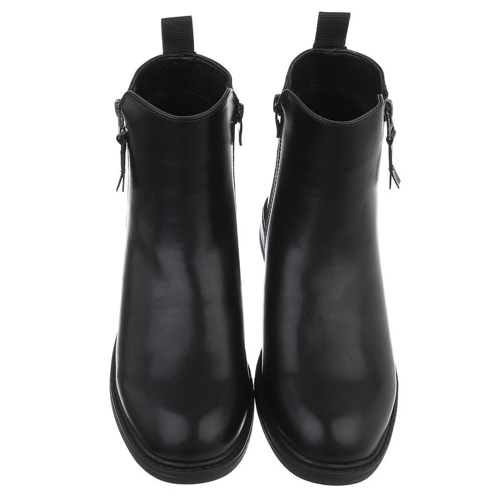 Ital-Design Eleganter Chelsea-Boot mit Reißverschluss für Damen Stiefelette (90648942) Blockabsatz Flache Stiefeletten in Schwarz