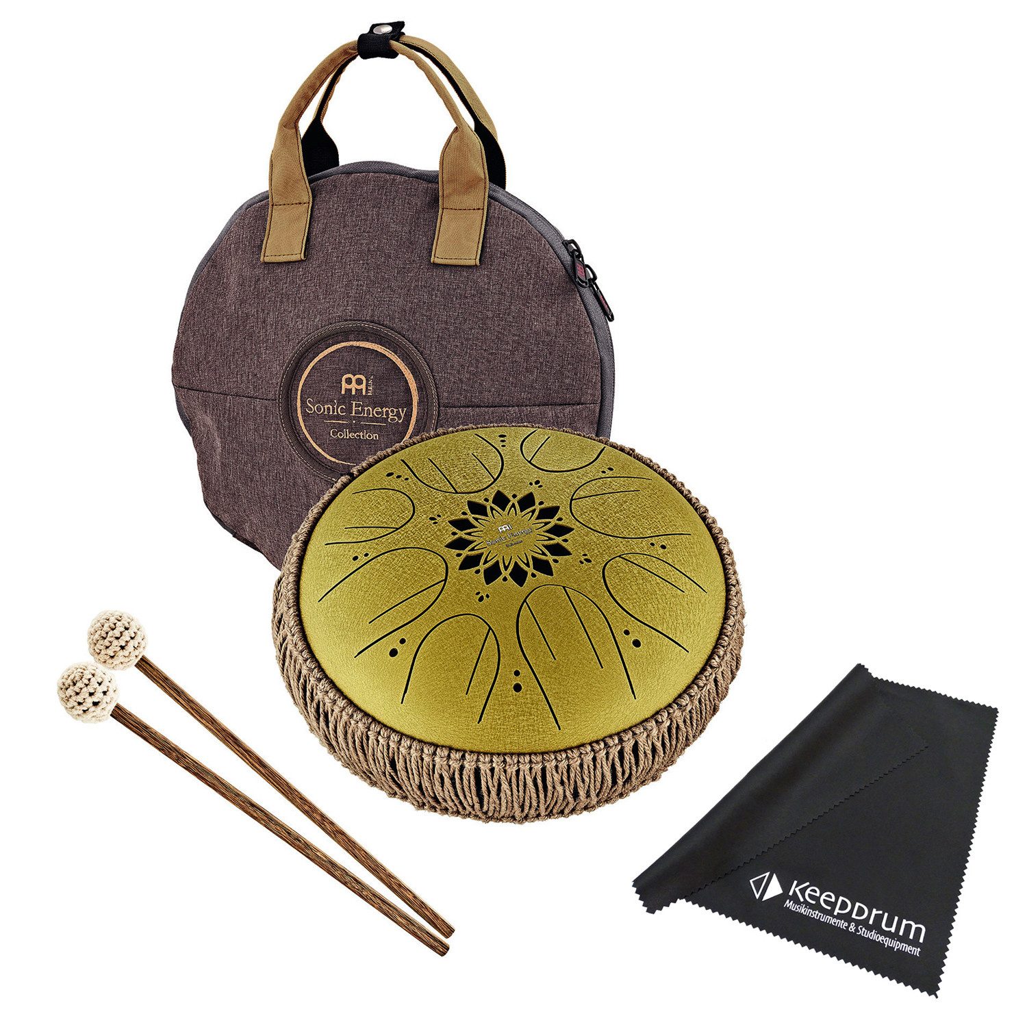 Steel Tongue Drum Meinl Sonic Energy MOSTD3G Tongue Drum C-Dur 8 Töne mit Reinigungstuch