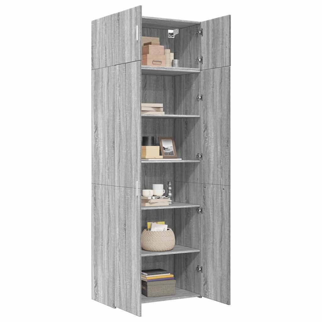 vidaXL Sideboard Hochschrank Grau Sonoma 80x42,5x225 cm Holzwerkstoff (1 St)