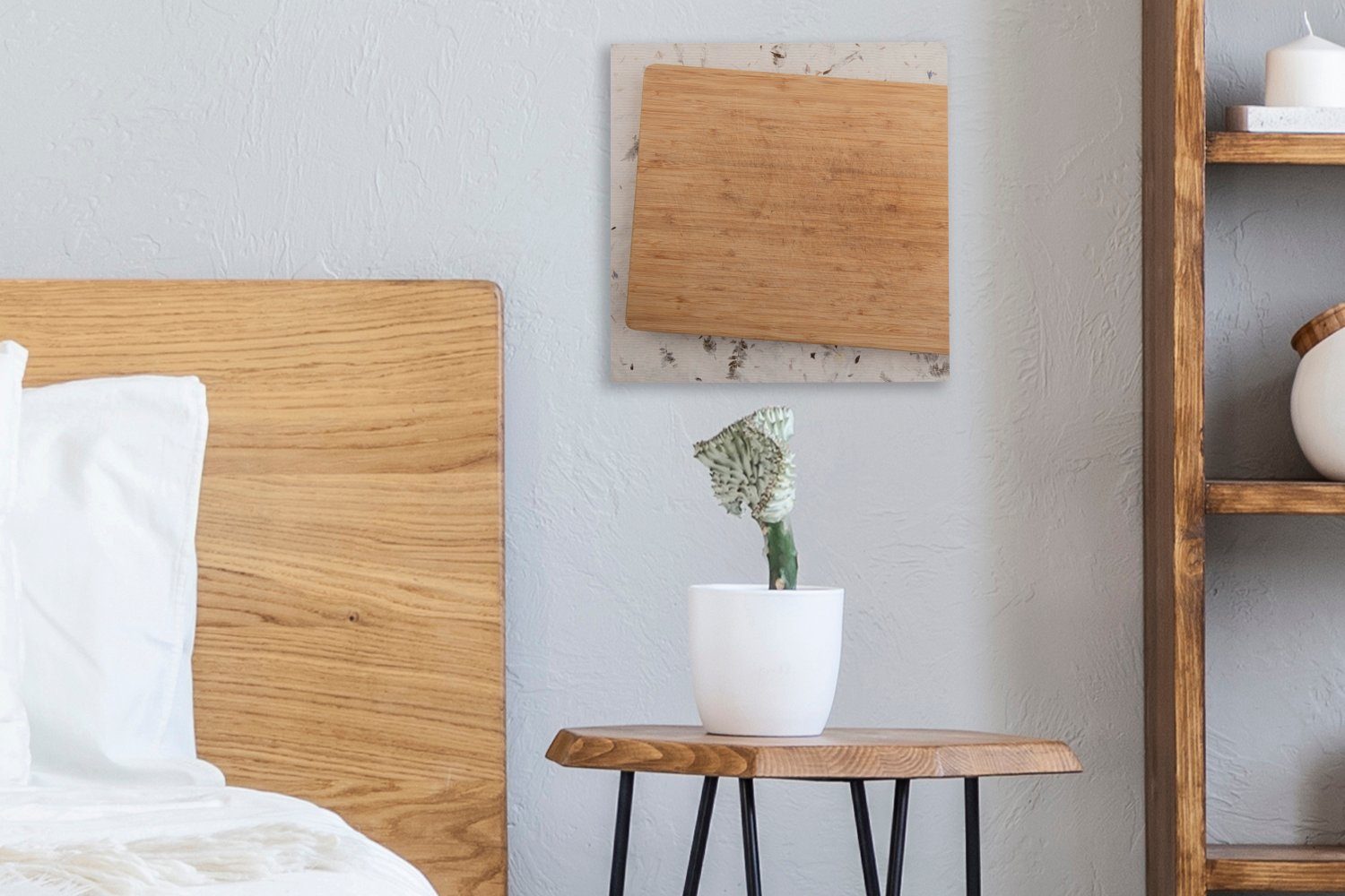(1 Wohnzimmer Sockel, einem Schlafzimmer aus für OneMillionCanvasses® Holz Bilder auf Leinwandbild Leinwand dekorativen St), Schneidebrett