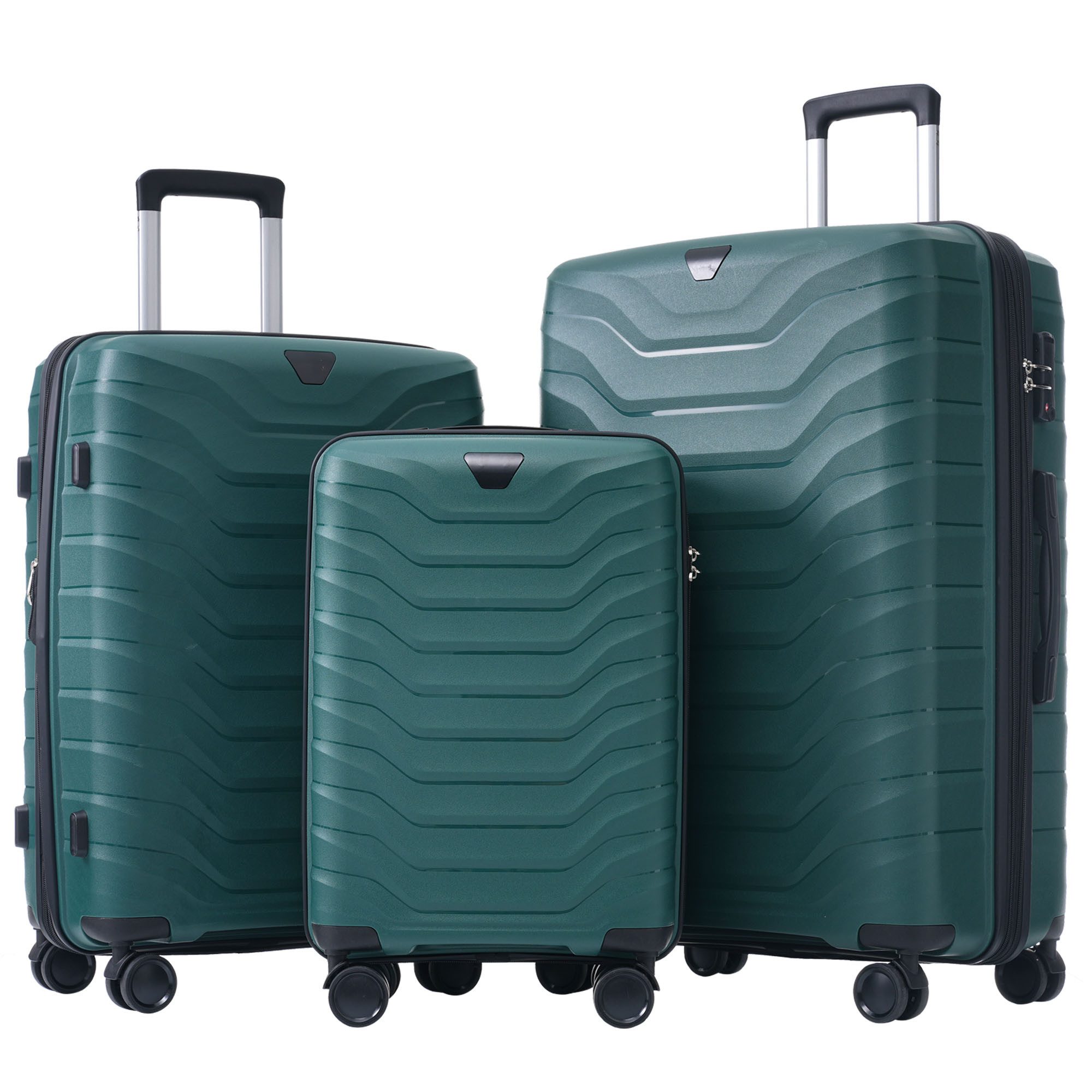 Flieks Trolleyset, 4 Rollen, (Set, 3 tlg., Hartschalen-Trolley Set), Kofferset Hartschalentrolley Handgepäck Reisekoffer Set