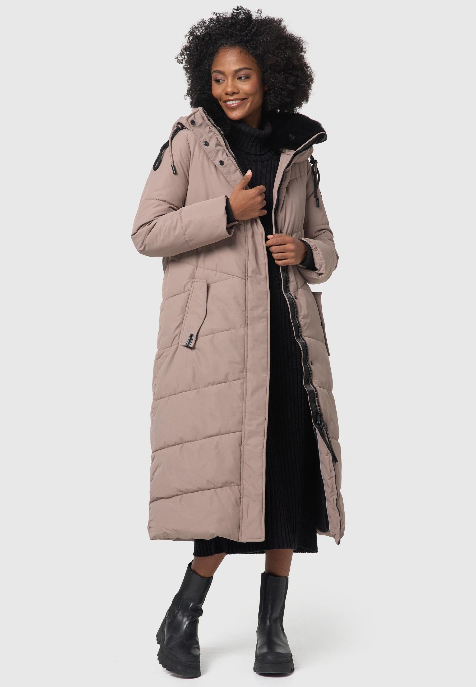 Navahoo Steppmantel Hingucker XIV Damen Wintermantel mit abnehmbaren Kunstfellkragen