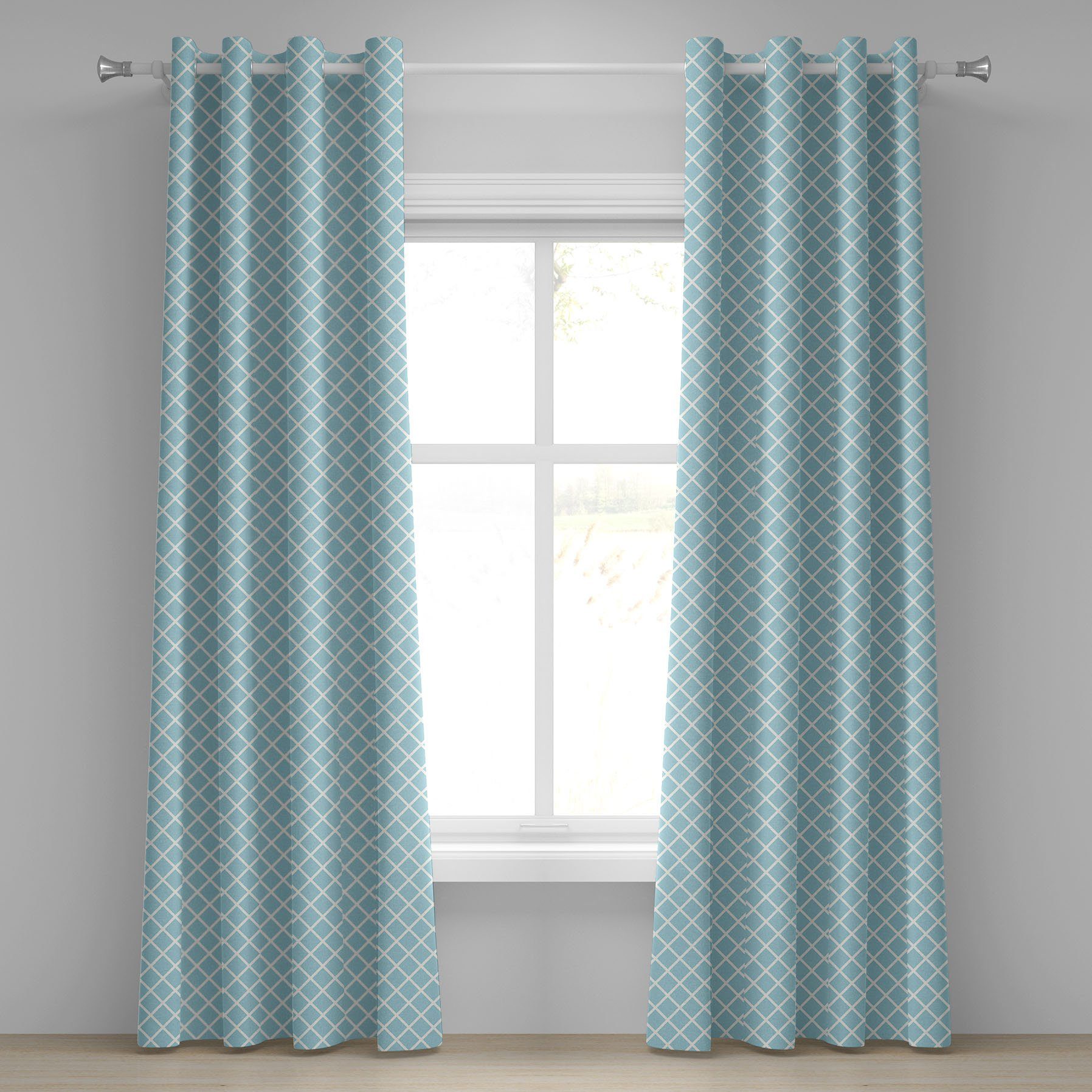 Gardine Dekorative 2-Panel-Fenstervorhänge für Schlafzimmer Wohnzimmer, Abakuhaus, Retro Quadrate Linien Geometrische