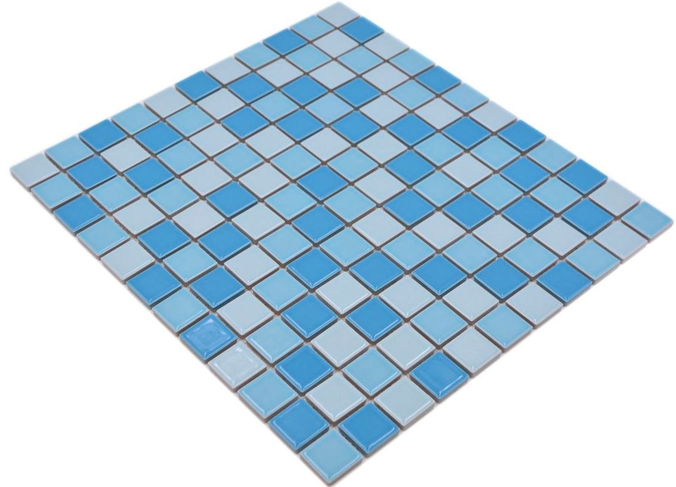 Schwimmbad Keramik blau Duschwand Mosani glänzend Mosaikfliesen Mosaikfliese Mosaik mix