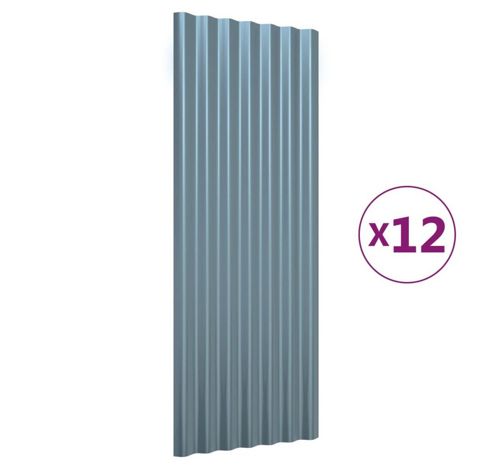Thumbnail - vidaXL Deckenplatten Dachpaneele 12 Stk. Pulverbeschichteter Stahl Grau 100x36 cm, (12-tlg)