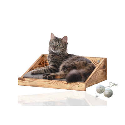 Rohrschneider Katzen-Kletterwand Katzen Kletterstufe mit Kissen Katzentreppe Wandelement Holz